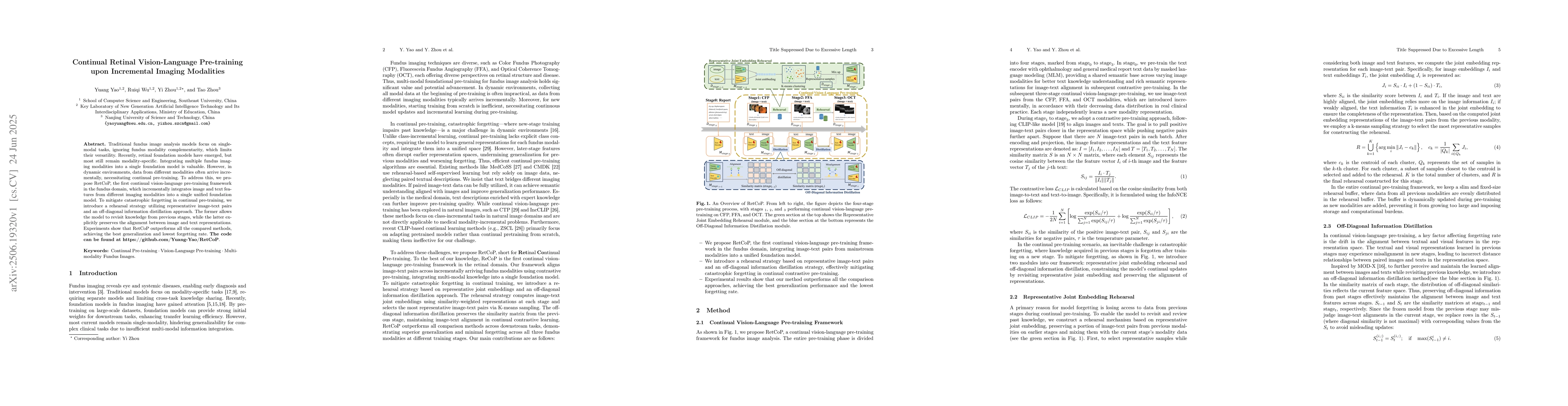 Thumbnail for Continual Retinal Vision-Language Pre-training upon Incremental Imaging
  Modalities