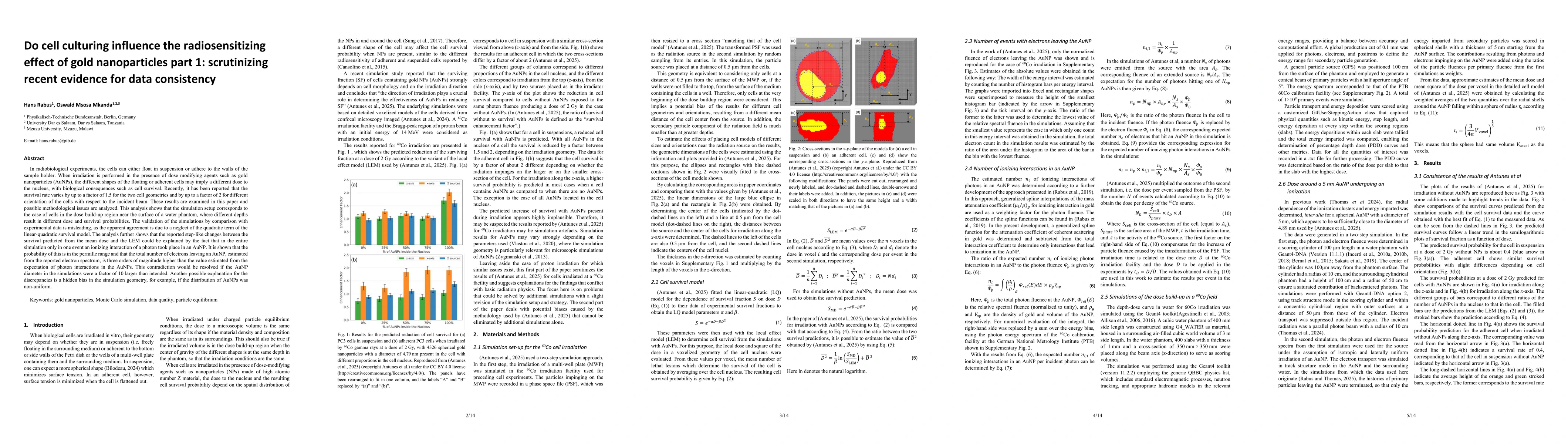 Thumbnail for Do cell culturing influence the radiosensitizing effect of gold
  nanoparticles part 1: scrutinizing recent evidence for data consistency