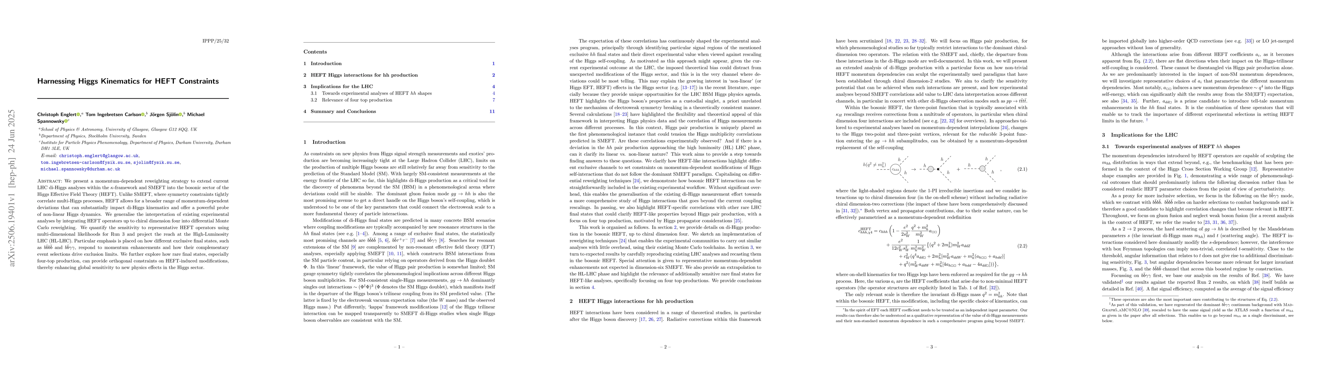 Thumbnail for Harnessing Higgs Kinematics for HEFT Constraints