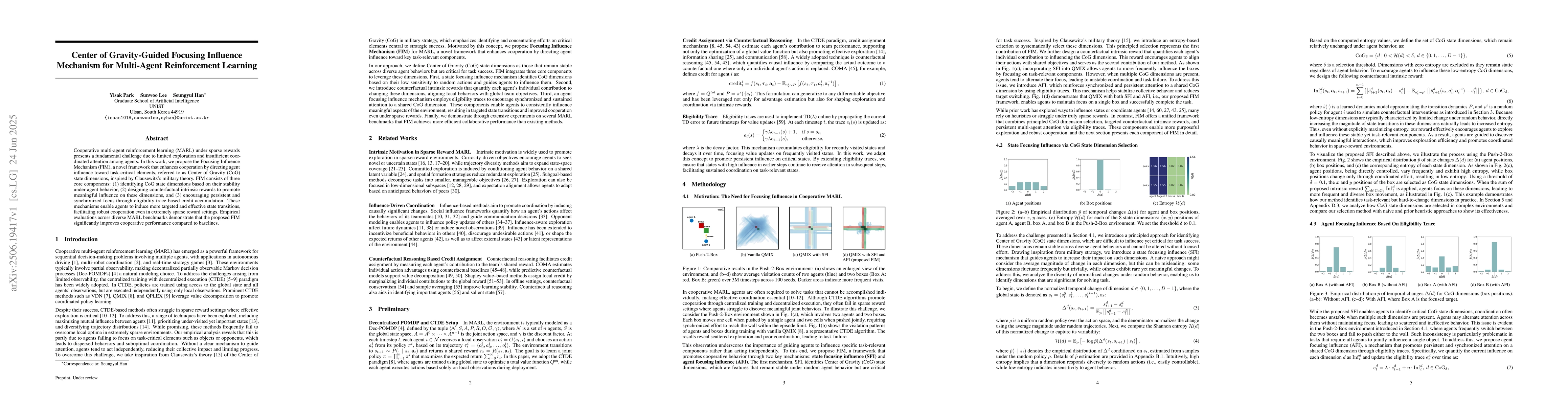 Thumbnail for Center of Gravity-Guided Focusing Influence Mechanism for Multi-Agent
  Reinforcement Learning