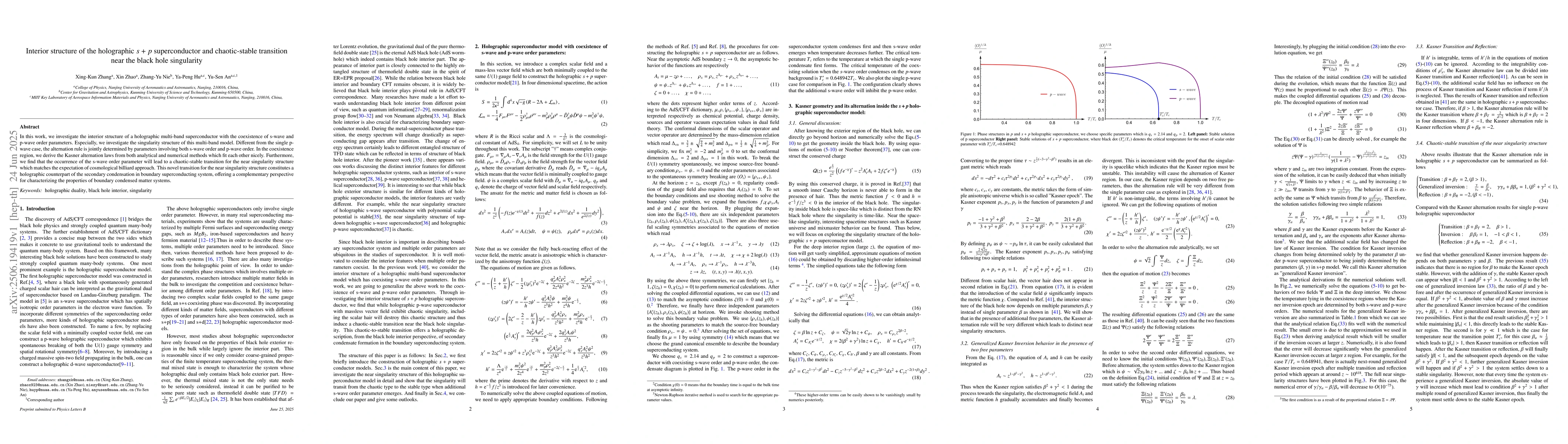 Thumbnail for Interior structure of the holographic s + p superconductor and
  chaotic-stable transition near the black hole singularity