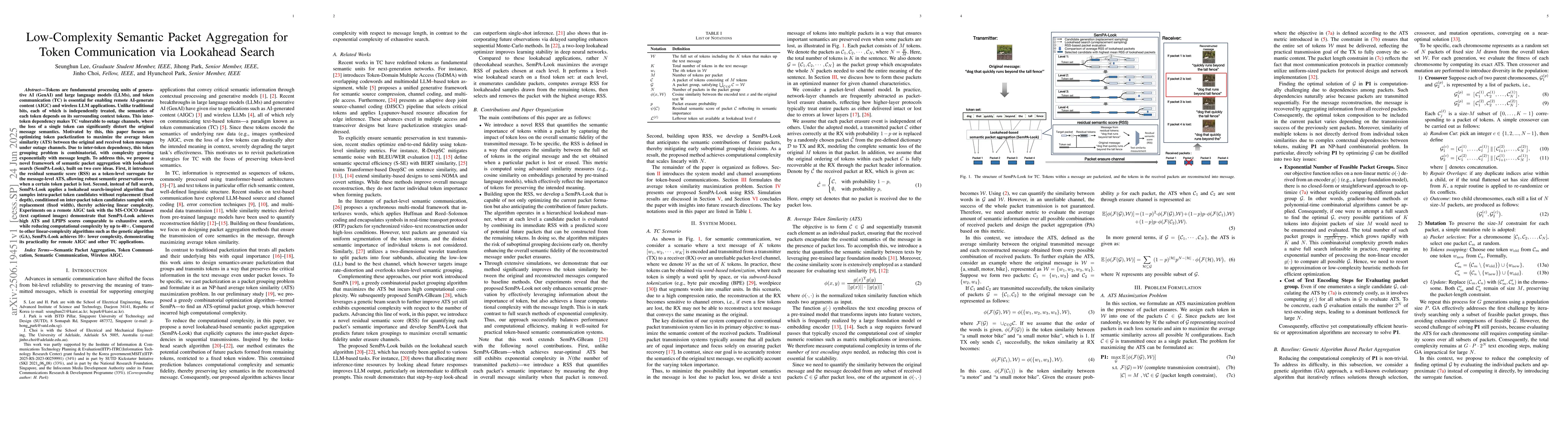 Thumbnail for Low-Complexity Semantic Packet Aggregation for Token Communication via
  Lookahead Search
