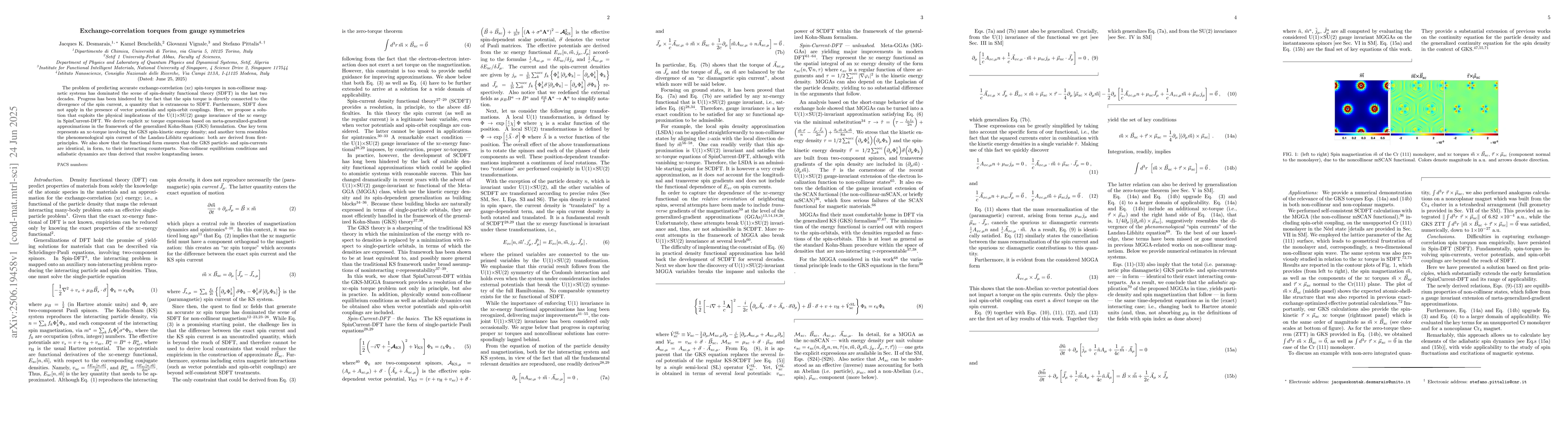Thumbnail for Exchange-correlation torques from gauge symmetries