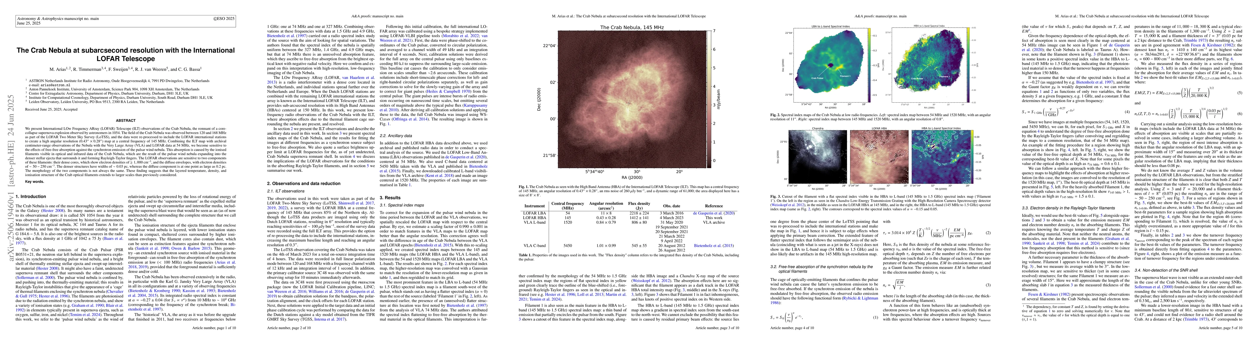 Thumbnail for The Crab Nebula at subarcsecond resolution with the International LOFAR
  Telescope