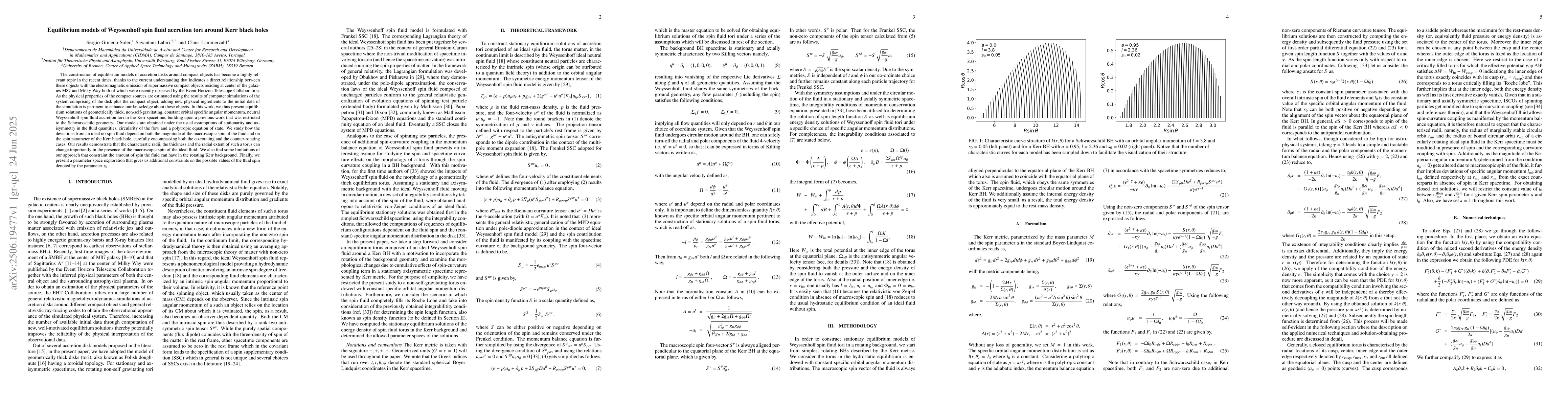 Thumbnail for Equilibrium models of Weyssenhoff spin fluid accretion tori around Kerr
  black holes