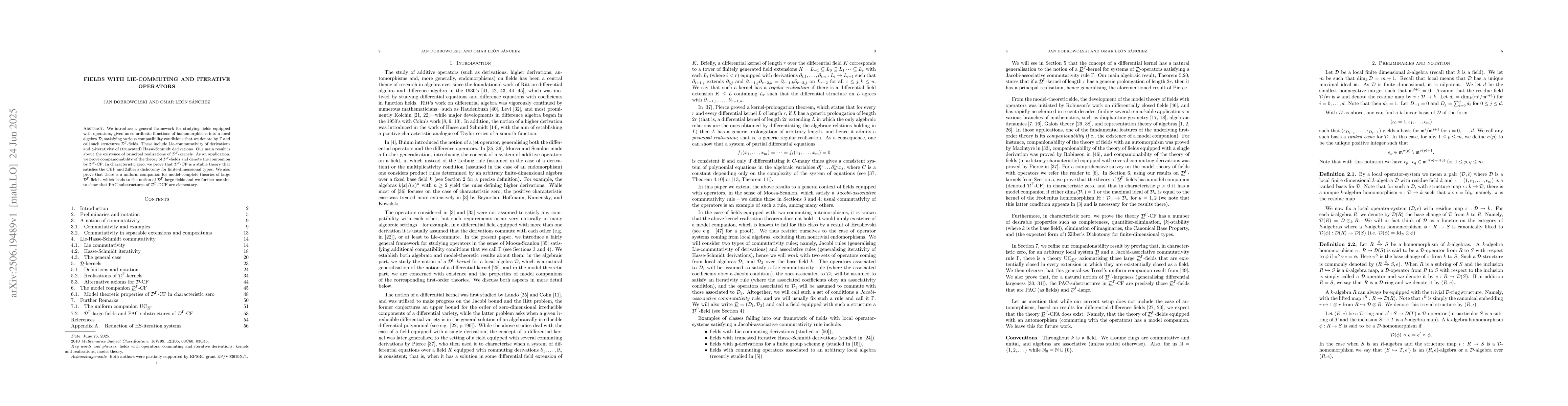 Thumbnail for Fields with Lie-commuting and iterative operators