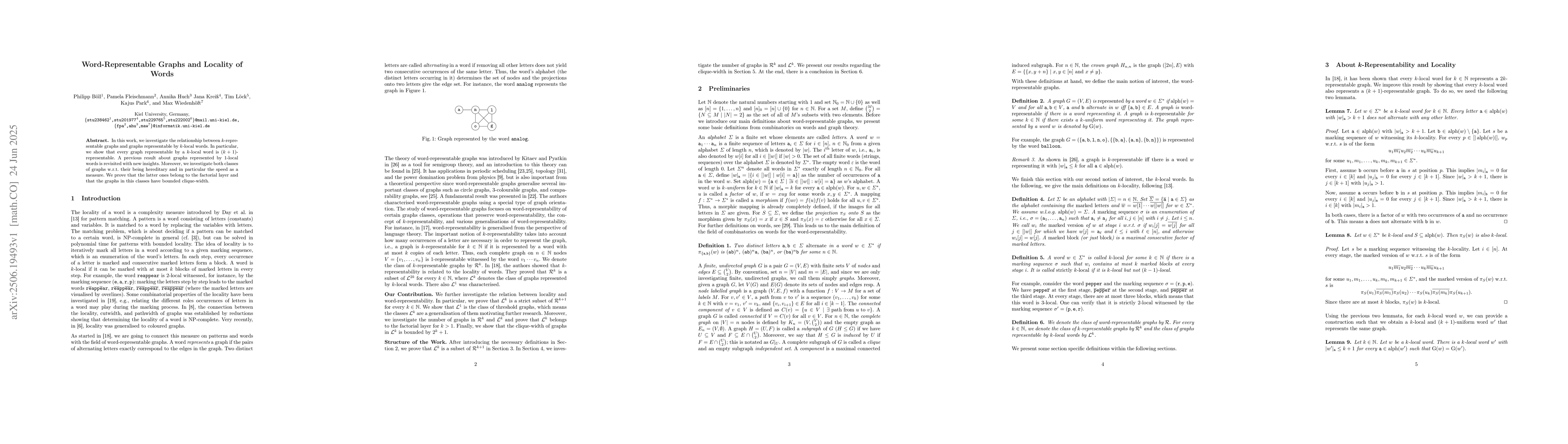 Thumbnail for Word-Representable Graphs and Locality of Words