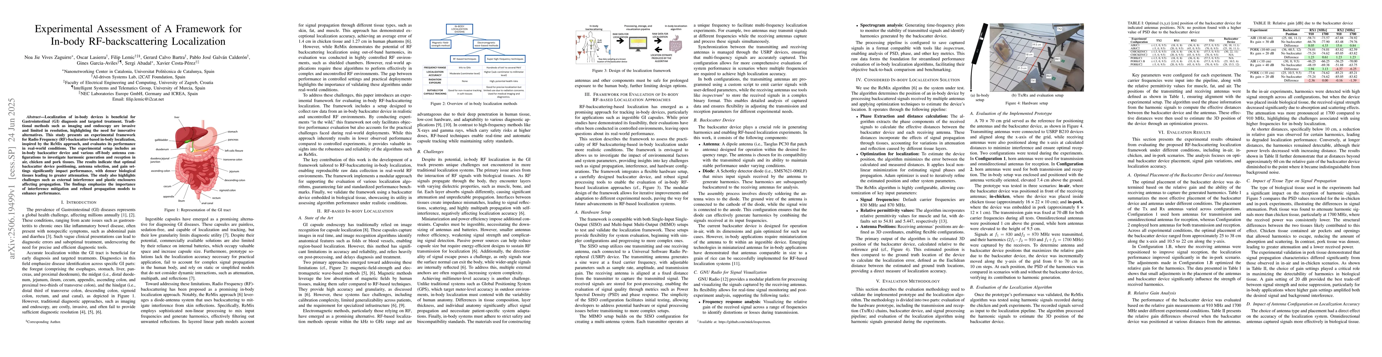 Thumbnail for Experimental Assessment of A Framework for In-body RF-backscattering
  Localization