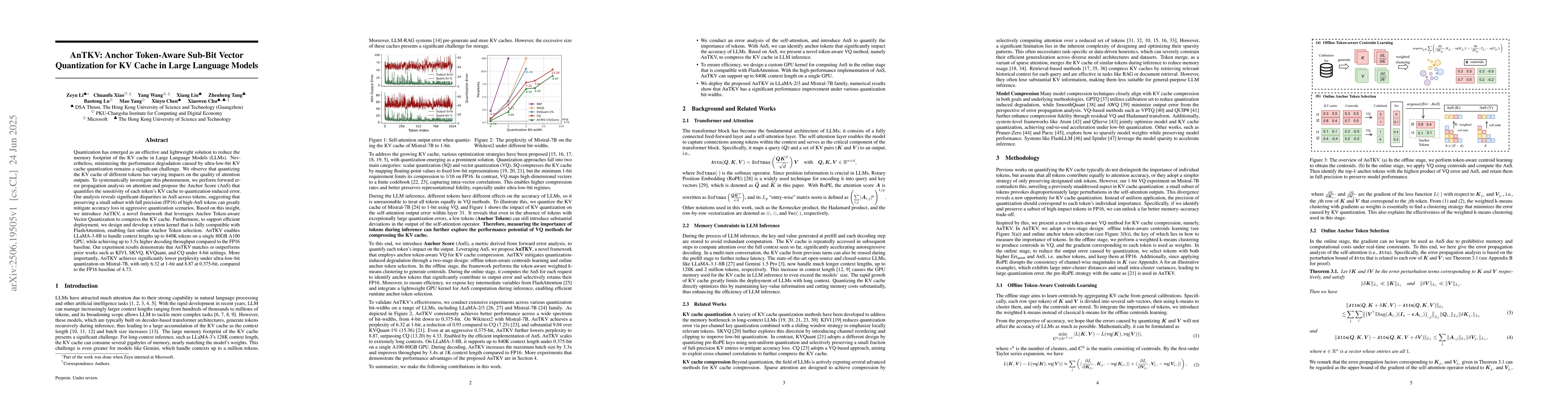 Thumbnail for AnTKV: Anchor Token-Aware Sub-Bit Vector Quantization for KV Cache in
  Large Language Models