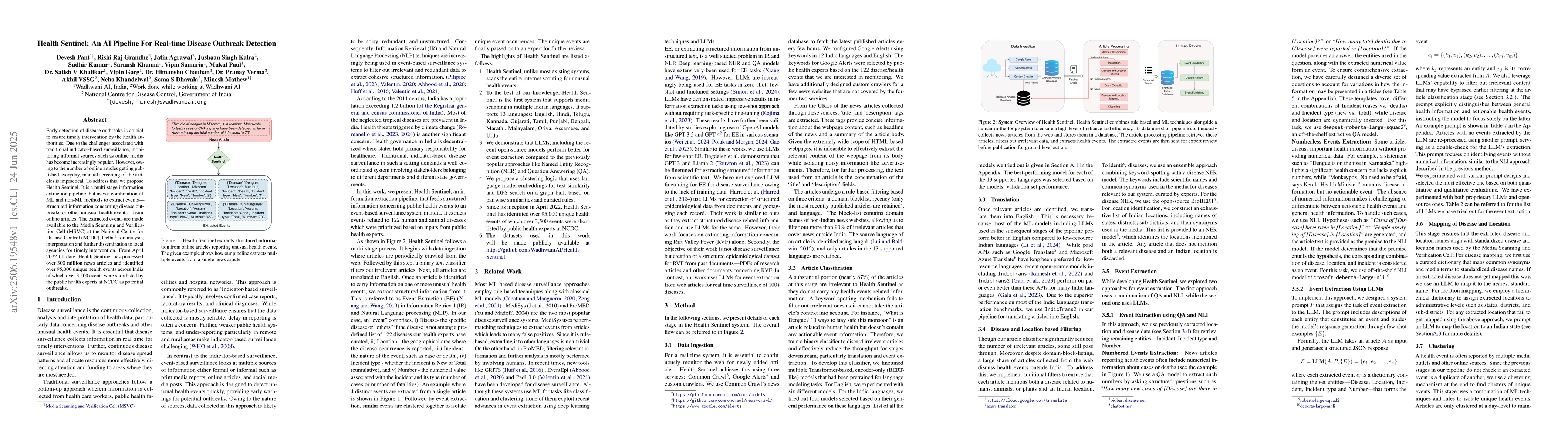 Thumbnail for Health Sentinel: An AI Pipeline For Real-time Disease Outbreak Detection