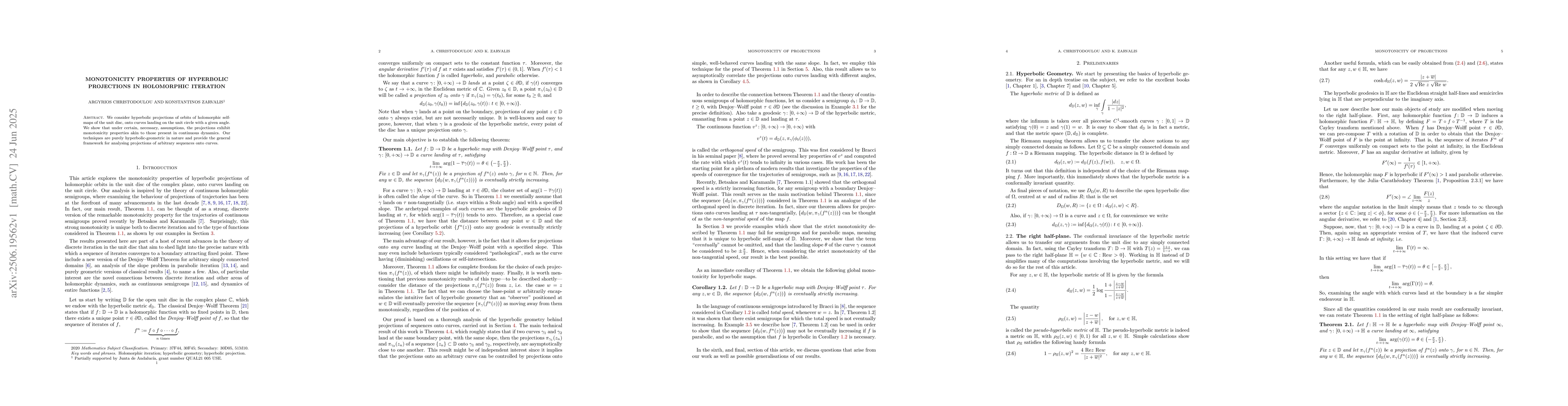 Thumbnail for Monotonicity properties of hyperbolic projections in holomorphic
  iteration