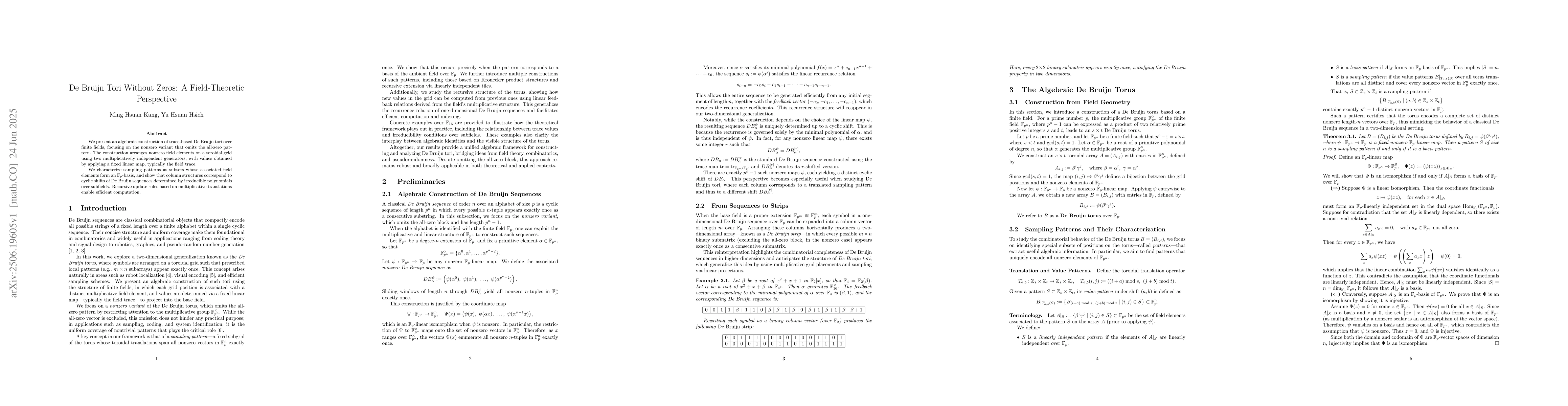 Thumbnail for De Bruijn Tori Without Zeros: A Field-Theoretic Perspective