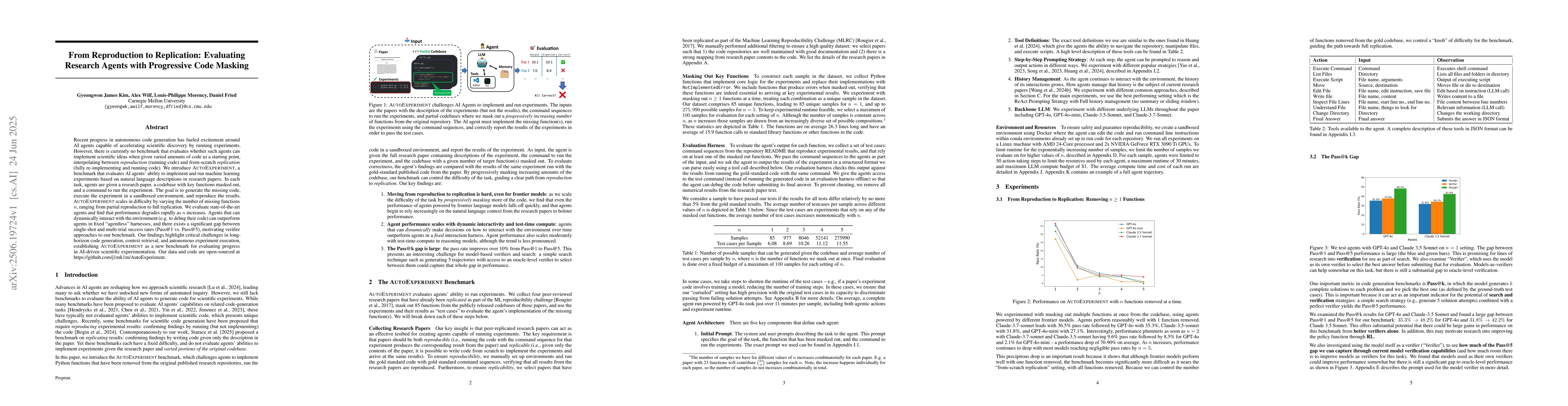 Thumbnail for From Reproduction to Replication: Evaluating Research Agents with
  Progressive Code Masking