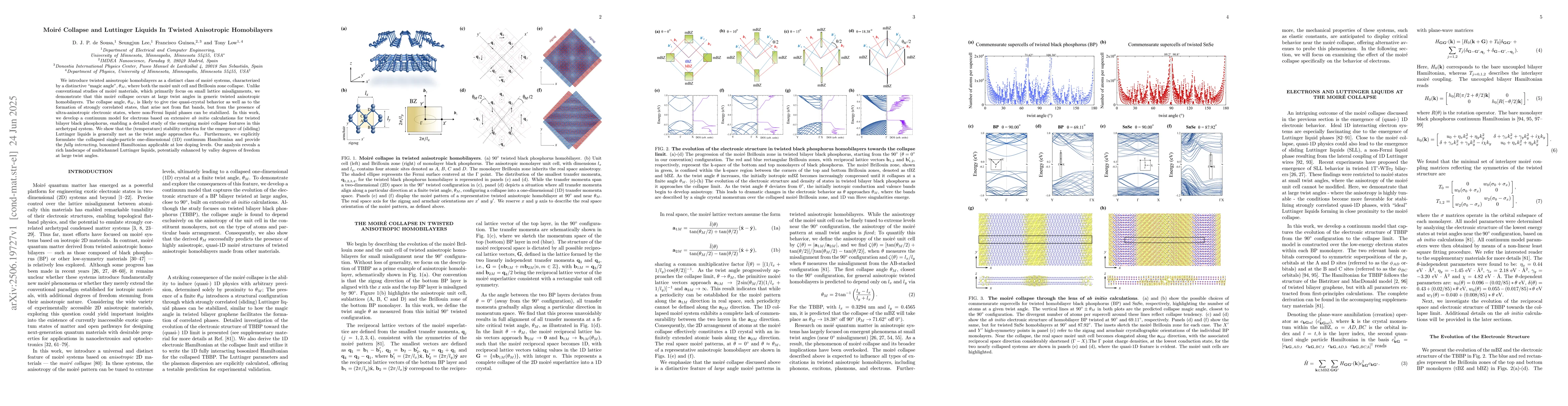 Thumbnail for Moiré Collapse and Luttinger Liquids In Twisted Anisotropic
  Homobilayers