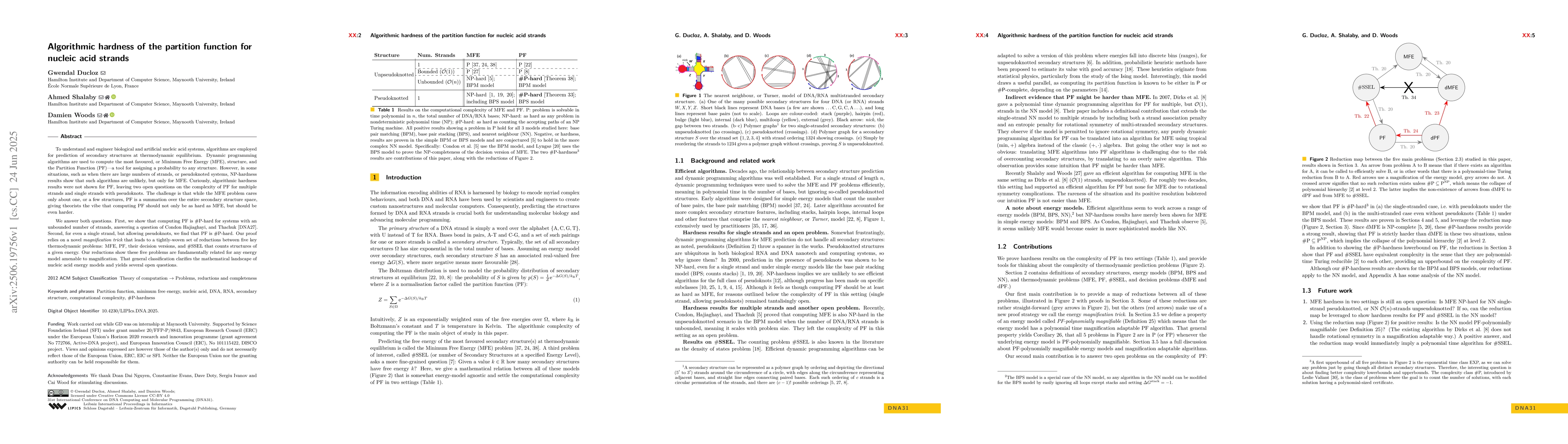 Thumbnail for Algorithmic hardness of the partition function for nucleic acid strands