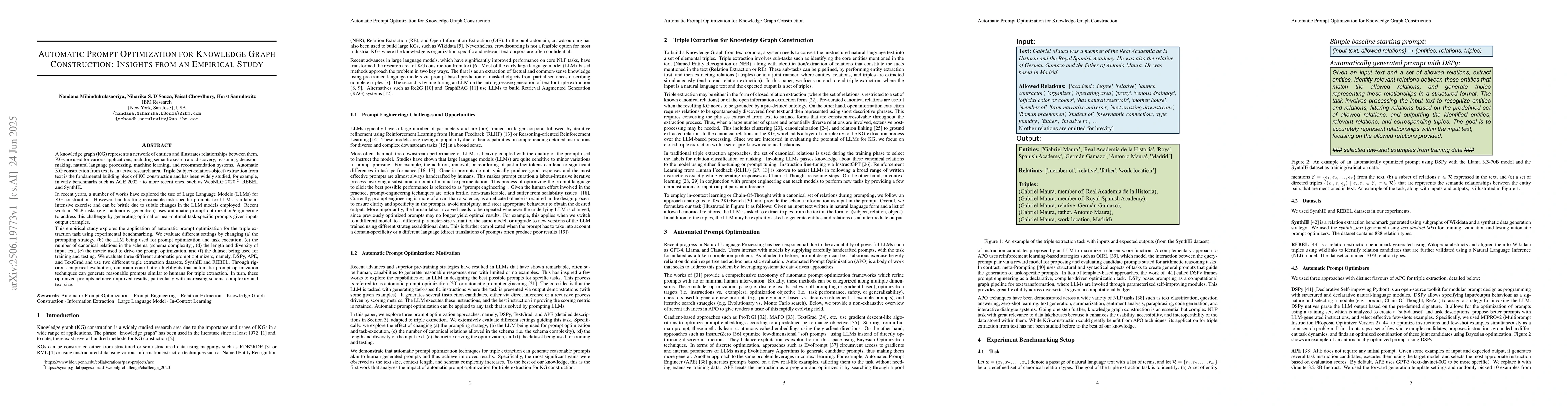 Thumbnail for Automatic Prompt Optimization for Knowledge Graph Construction: Insights
  from an Empirical Study