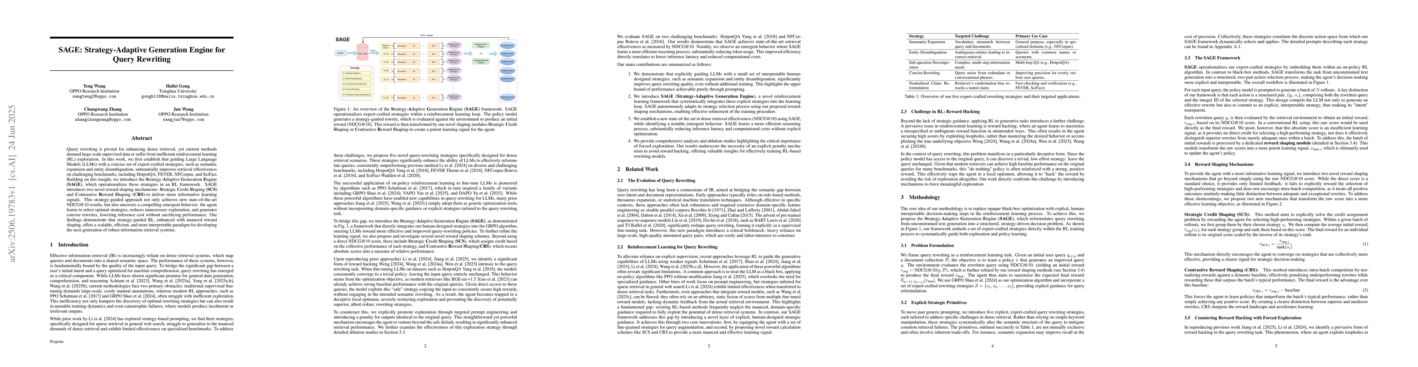 Thumbnail for SAGE: Strategy-Adaptive Generation Engine for Query Rewriting