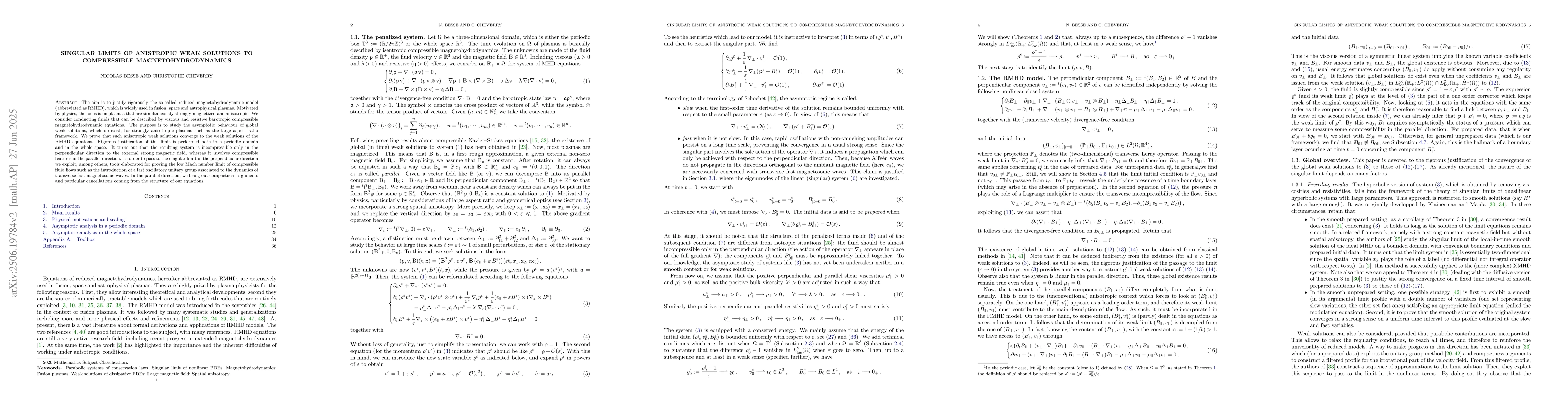Thumbnail for Singular limits of anisotropic weak solutions to compressible
  magnetohydrodynamics