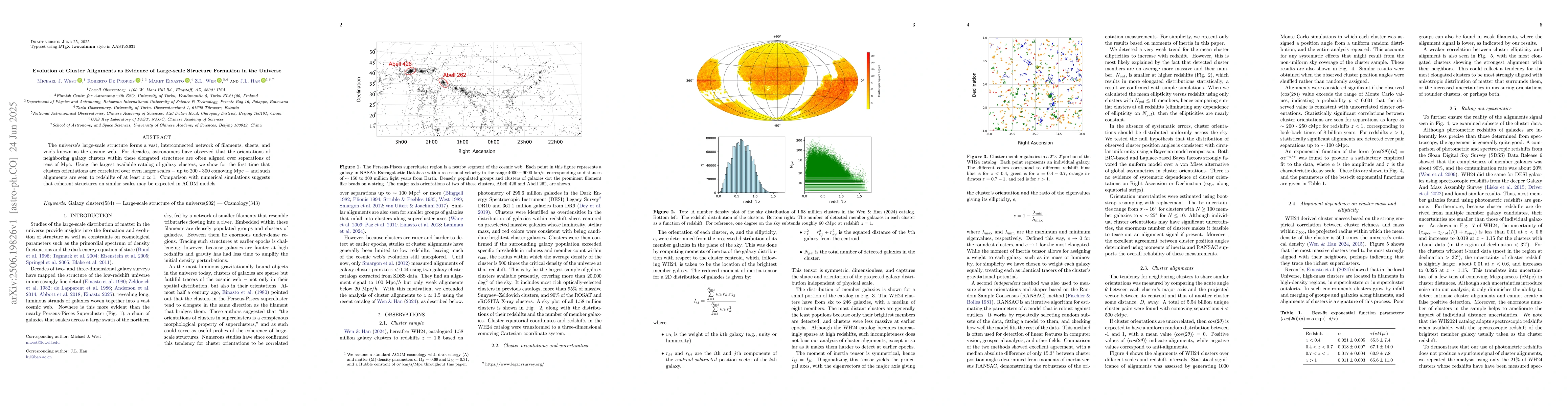 Thumbnail for Evolution of Cluster Alignments as Evidence of Large-scale Structure
  Formation in the Universe
