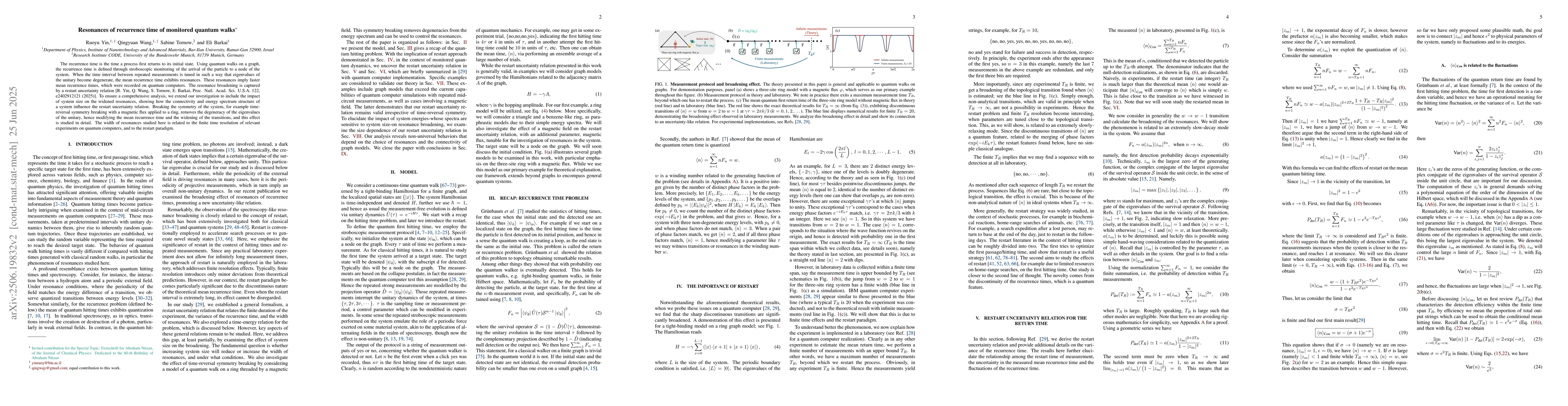 Thumbnail for Resonances of recurrence time of monitored quantum walks