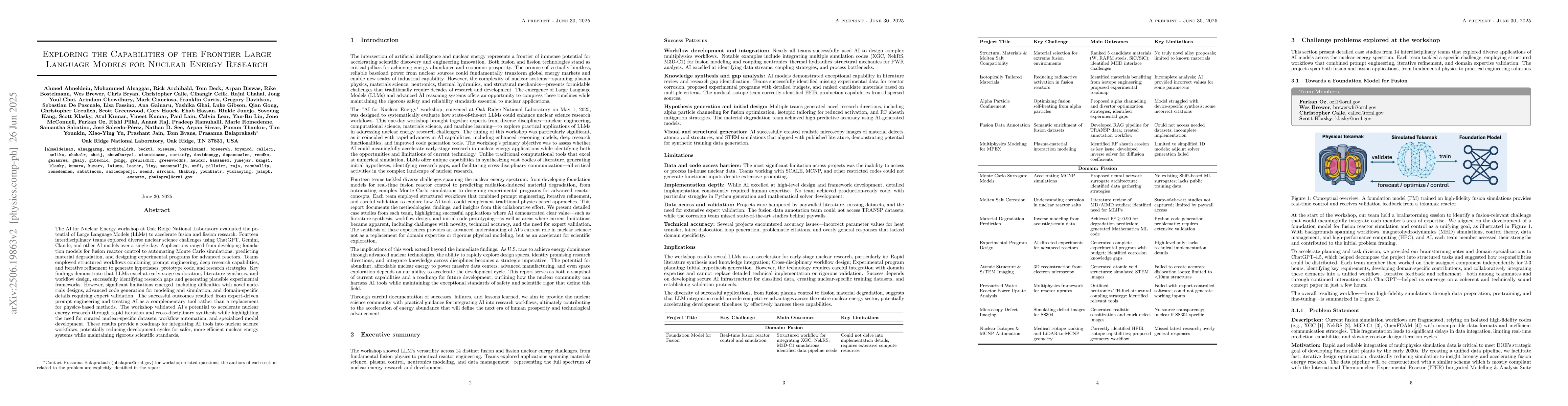 Thumbnail for Exploring the Capabilities of the Frontier Large Language Models for
  Nuclear Energy Research