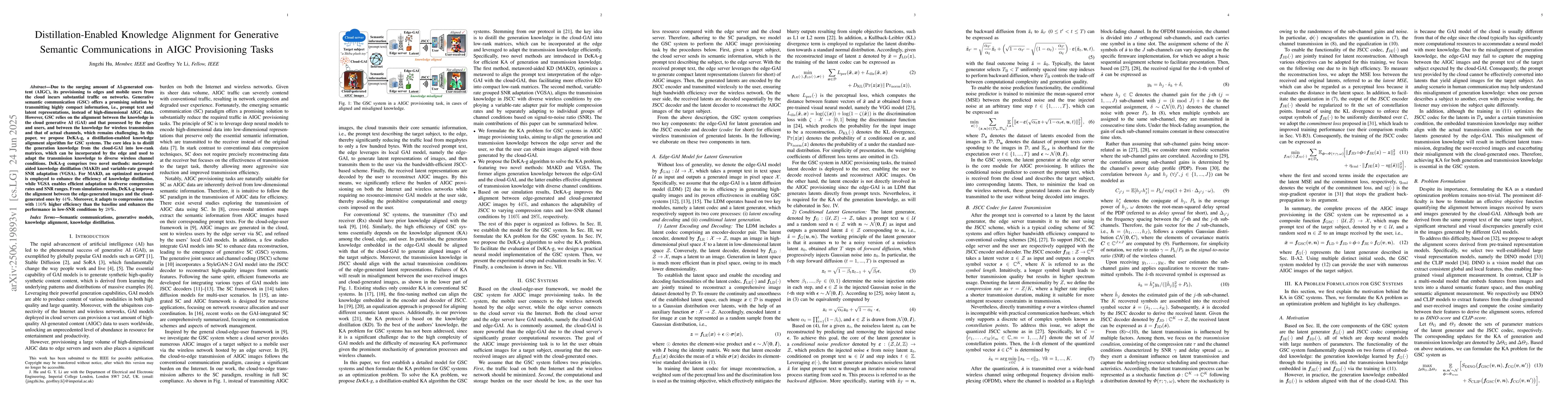 Thumbnail for Distillation-Enabled Knowledge Alignment for Generative Semantic
  Communications in AIGC Provisioning Tasks