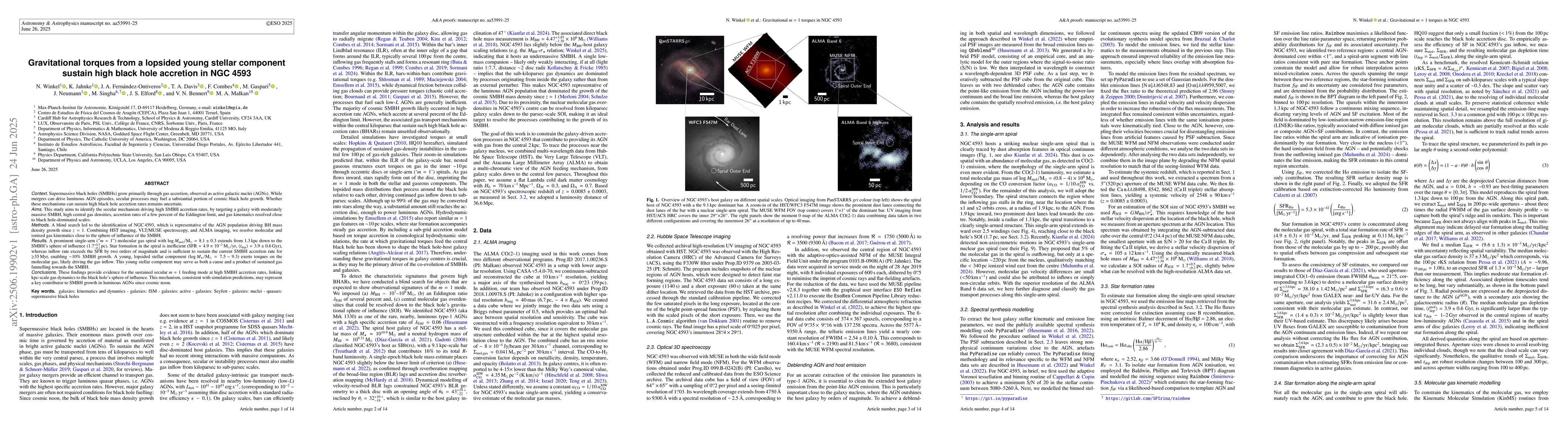 Thumbnail for Gravitational Torques from a Lopsided Young Stellar Component Sustain
  High Black Hole Accretion in NGC 4593