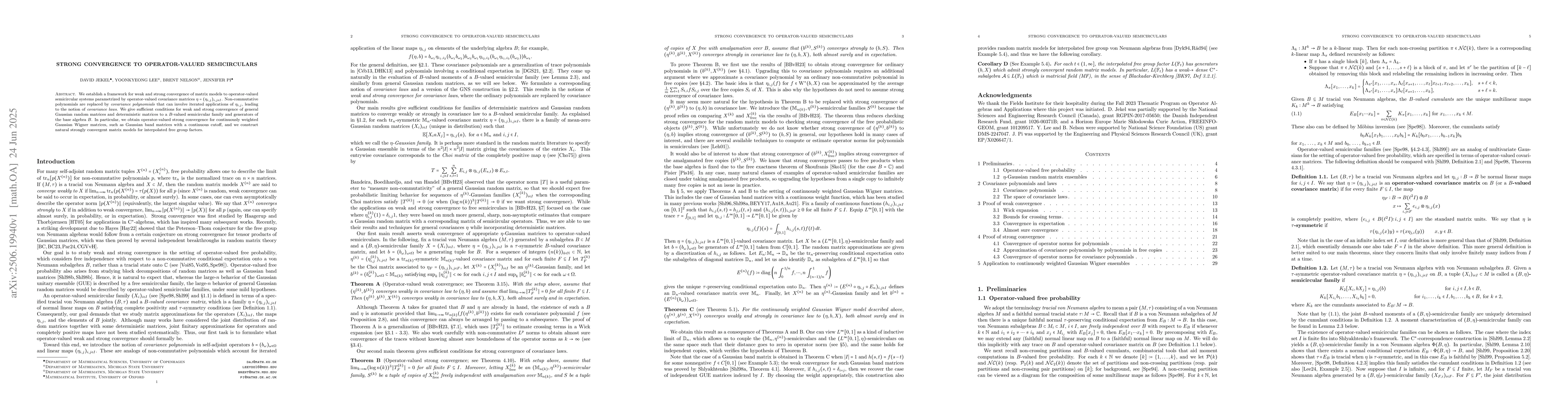 Thumbnail for Strong convergence to operator-valued semicirculars