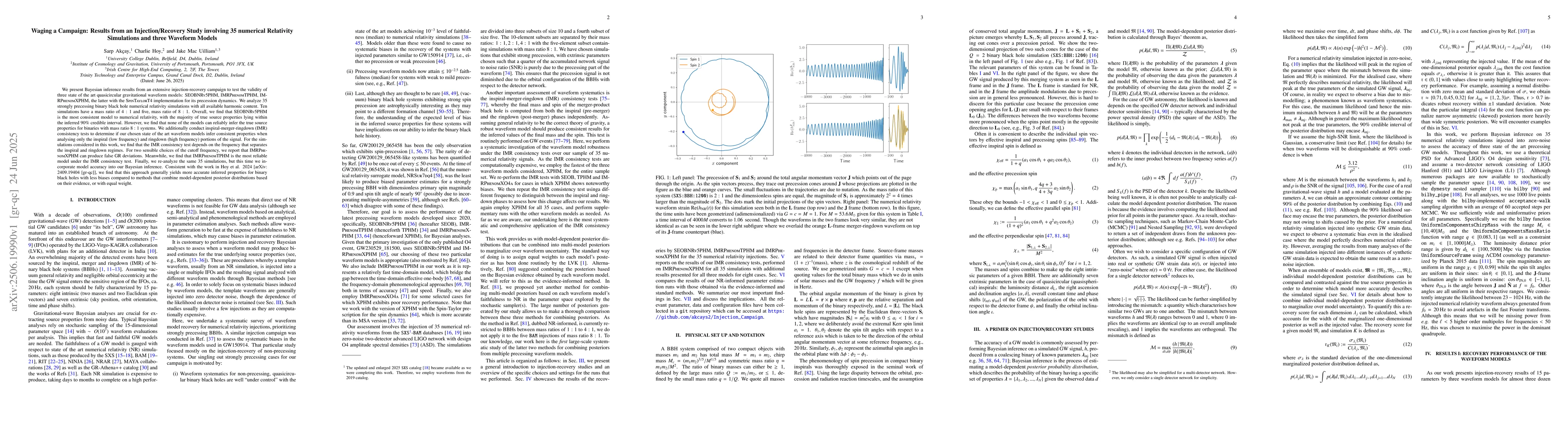 Thumbnail for Waging a Campaign: Results from an Injection-Recovery Study involving 35
  numerical Relativity Simulations and three Waveform Models