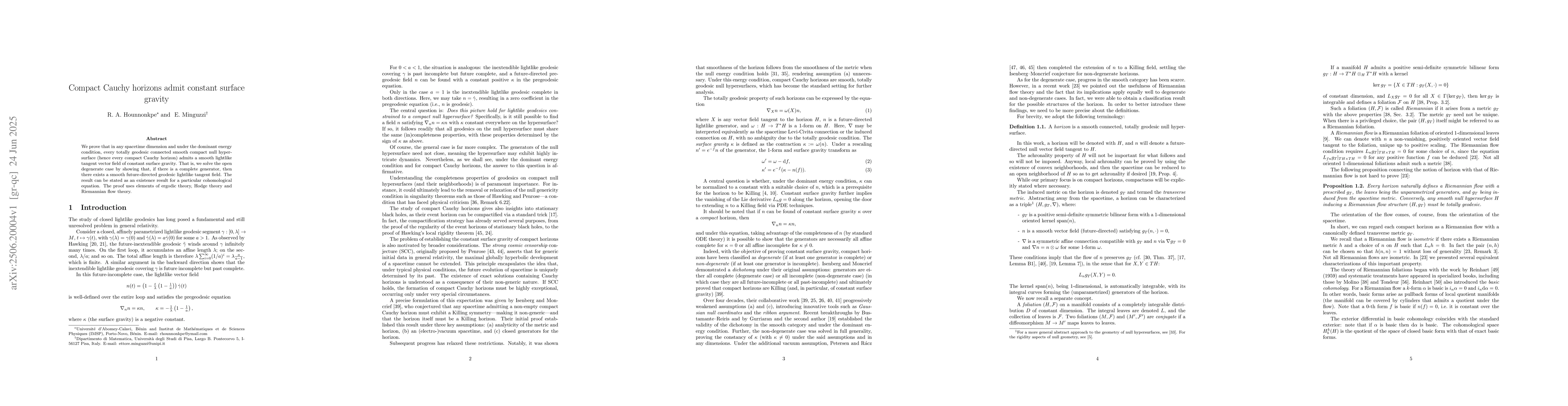 Thumbnail for Compact Cauchy horizons admit constant surface gravity