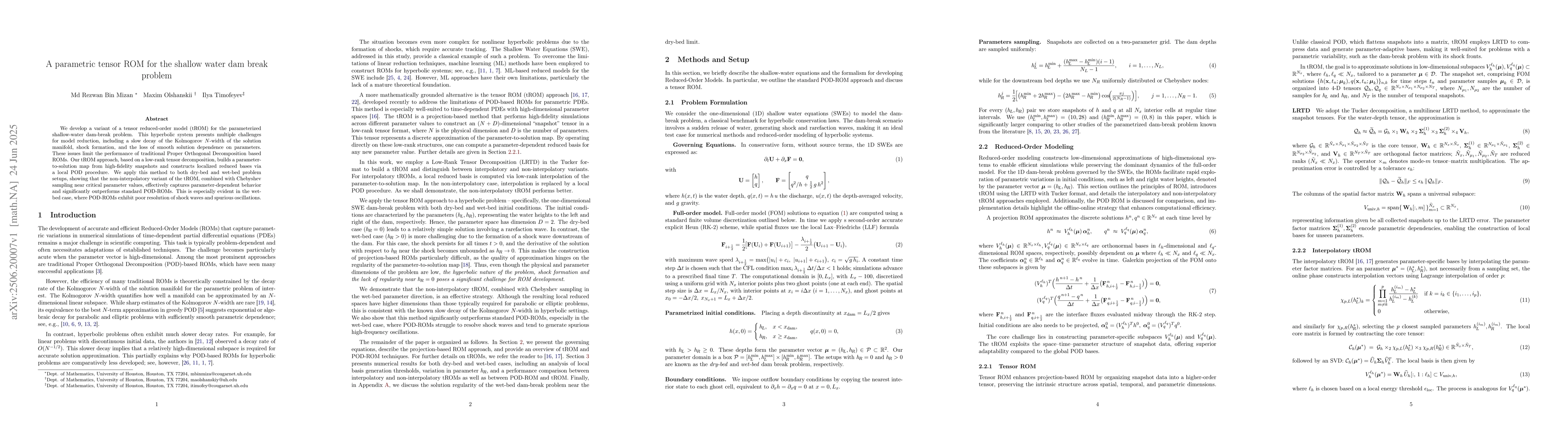 Thumbnail for A parametric tensor ROM for the shallow water dam break problem