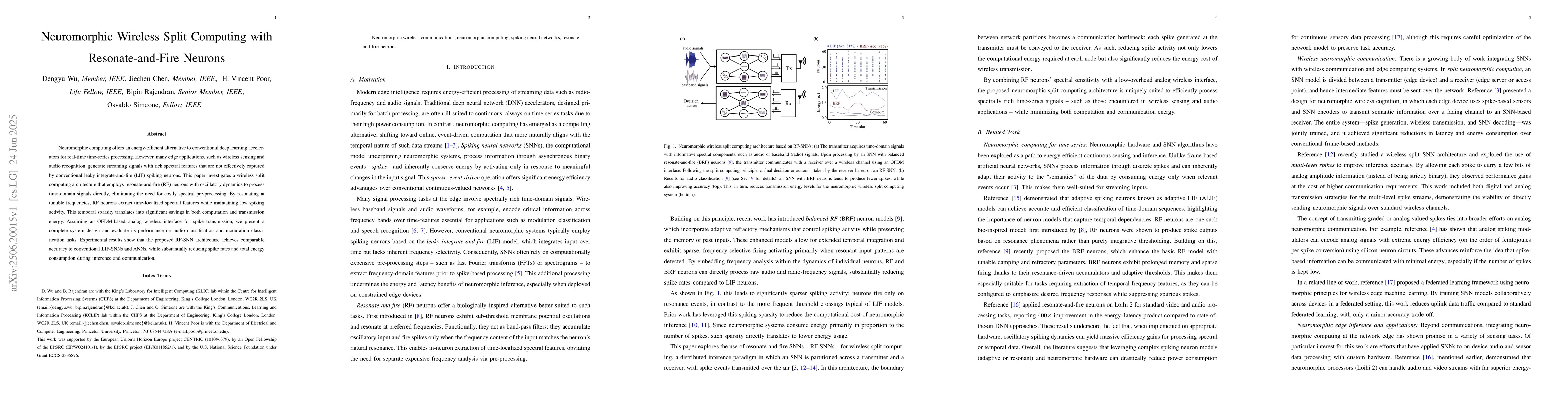 Thumbnail for Neuromorphic Wireless Split Computing with Resonate-and-Fire Neurons