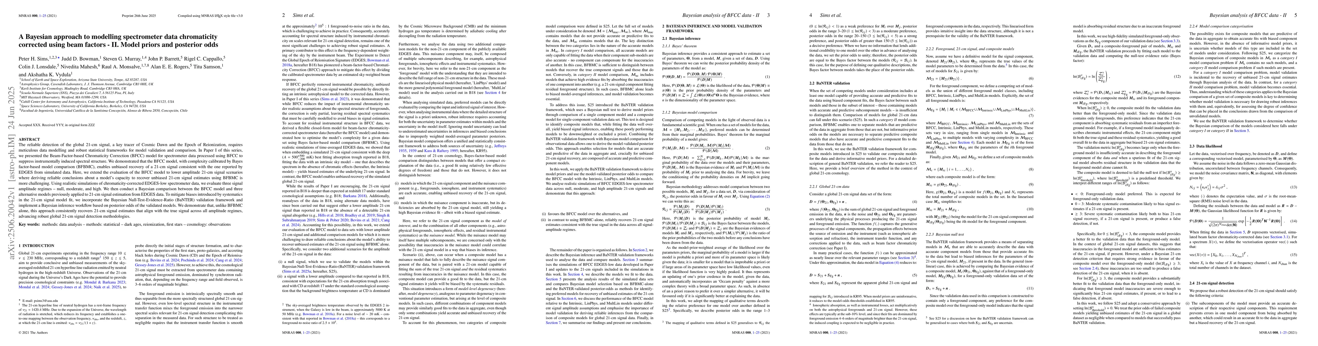 Thumbnail for A Bayesian approach to modelling spectrometer data chromaticity
  corrected using beam factors -- II. Model priors and posterior odds