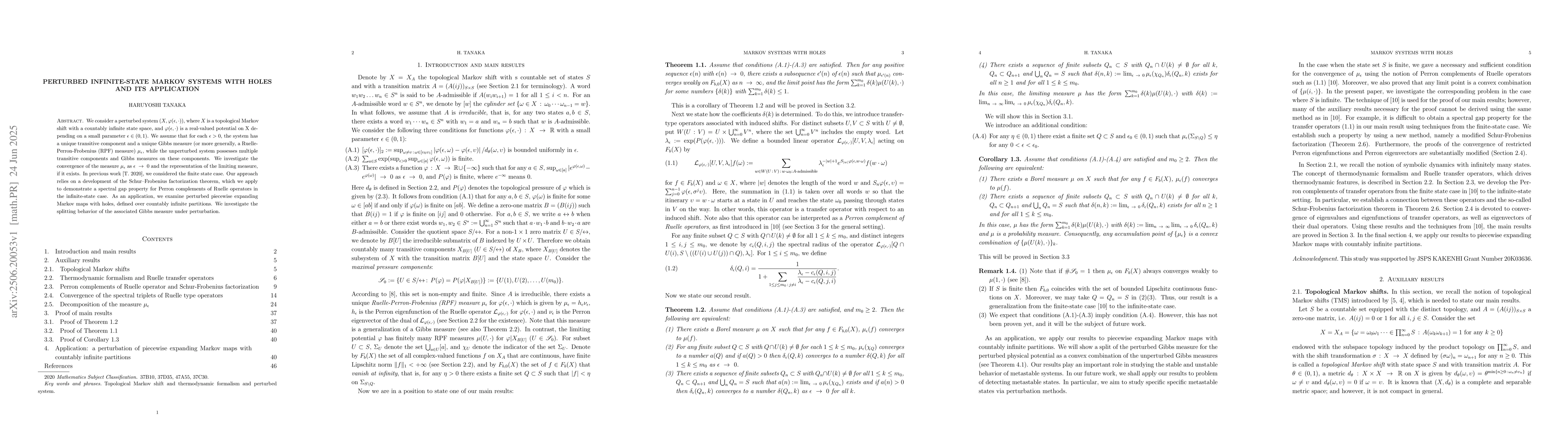 Thumbnail for Perturbed infinite-state Markov systems with holes and its application