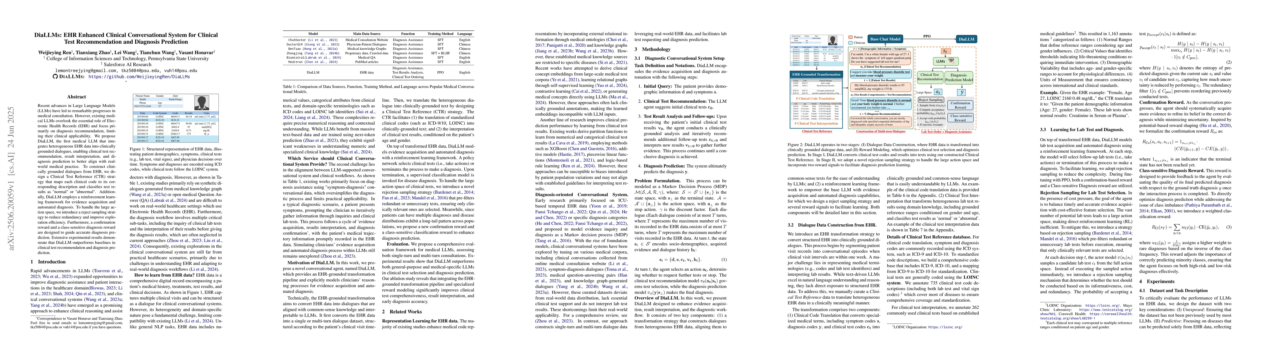 Thumbnail for DiaLLMs: EHR Enhanced Clinical Conversational System for Clinical Test
  Recommendation and Diagnosis Prediction