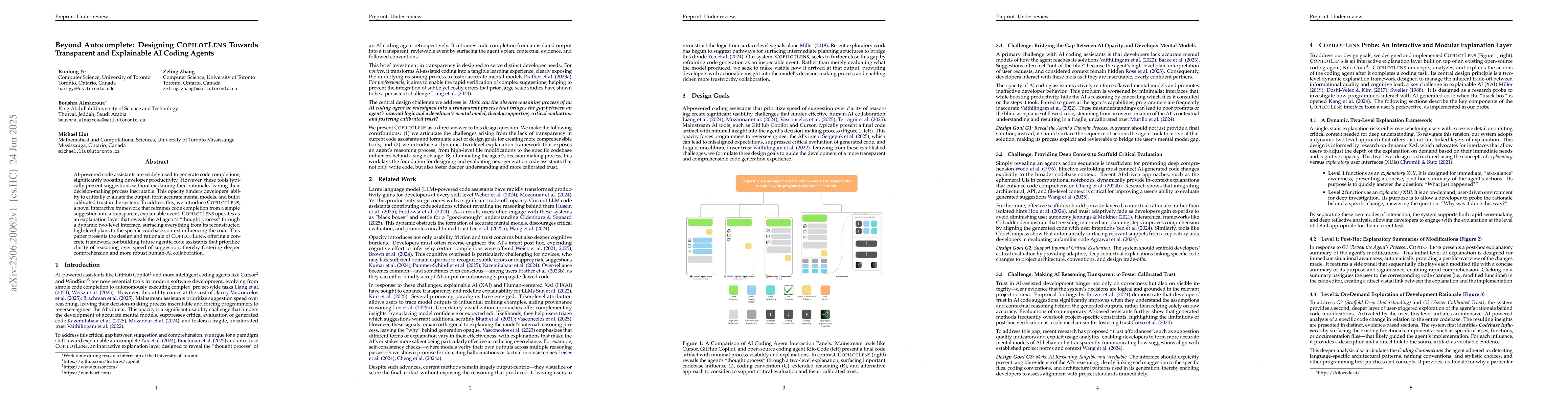 Thumbnail for Beyond Autocomplete: Designing CopilotLens Towards Transparent and
  Explainable AI Coding Agents
