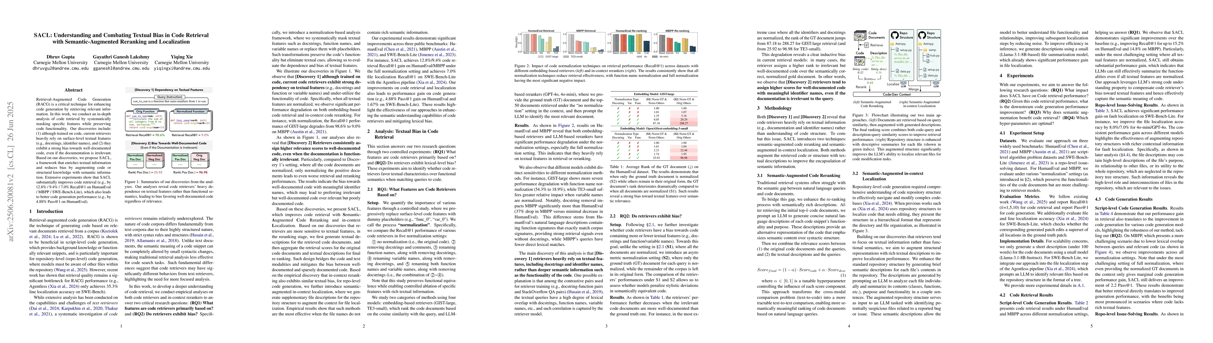 Thumbnail for SACL: Understanding and Combating Textual Bias in Code Retrieval with
  Semantic-Augmented Reranking and Localization