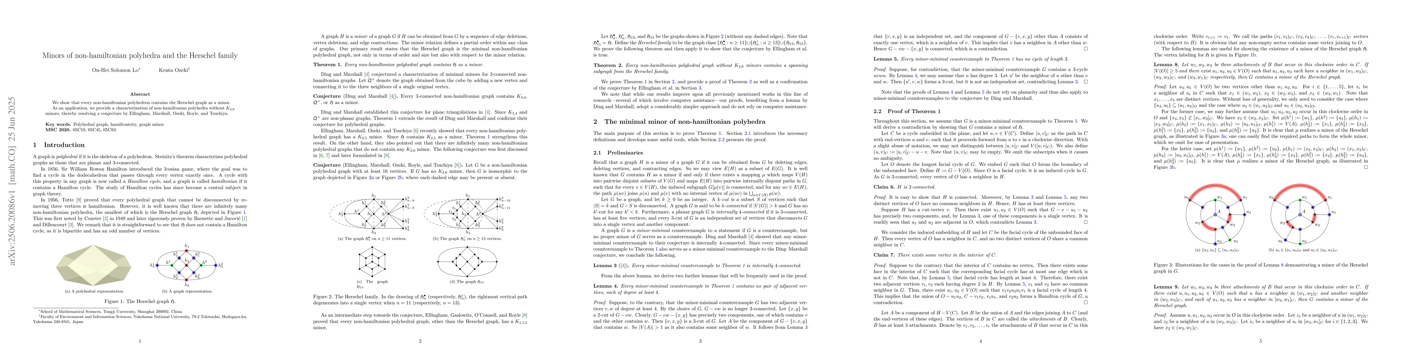 Thumbnail for Minors of non-hamiltonian polyhedra and the Herschel family