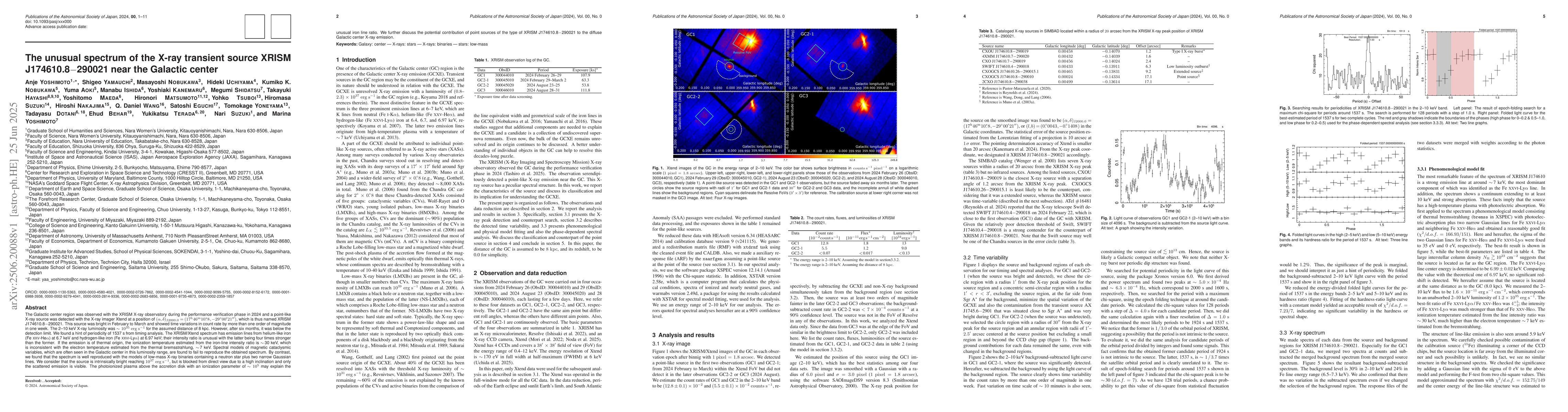 Thumbnail for The unusual spectrum of the X-ray transient source XRISM
  J174610.8-290021 near the Galactic center