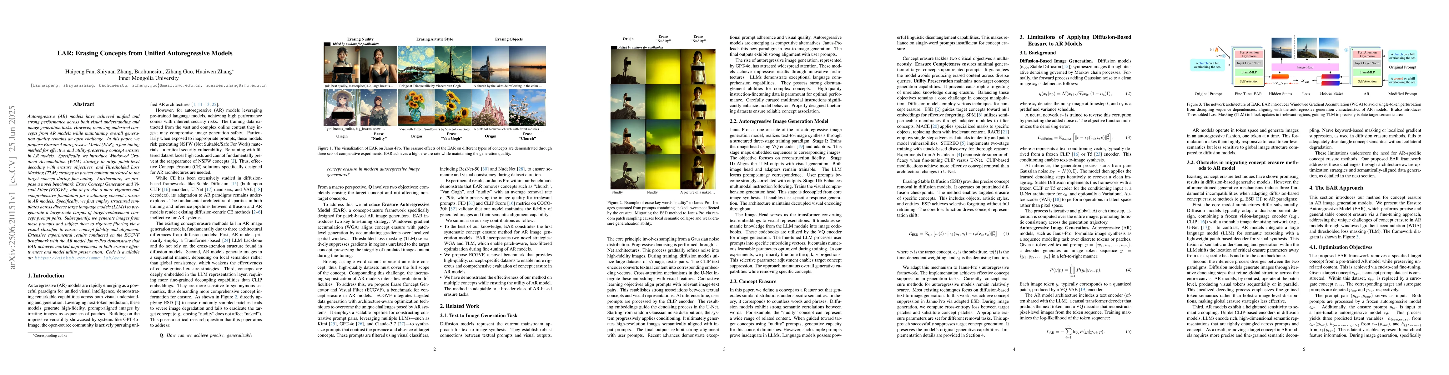 Thumbnail for EAR: Erasing Concepts from Unified Autoregressive Models