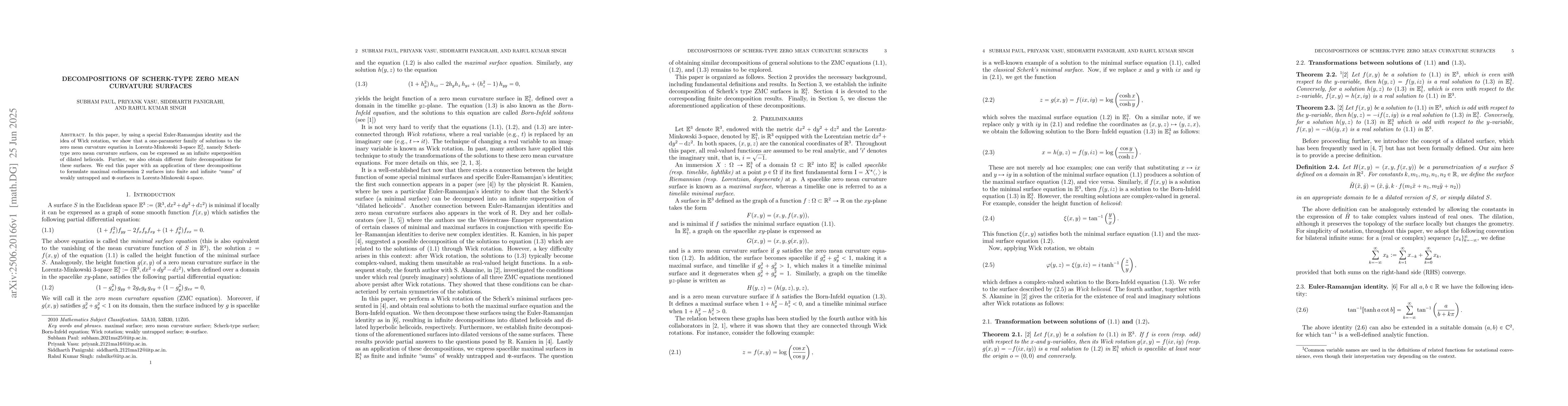 Thumbnail for Decompositions of Scherk-Type Zero Mean Curvature Surfaces