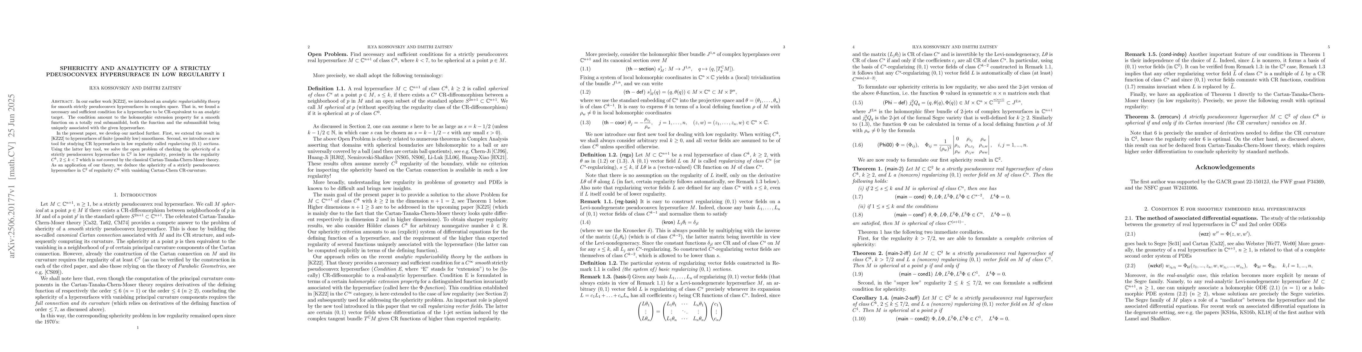 Thumbnail for Sphericity and Analyticity of a strictly pdeusoconvex hypersurface in
  low regularity I