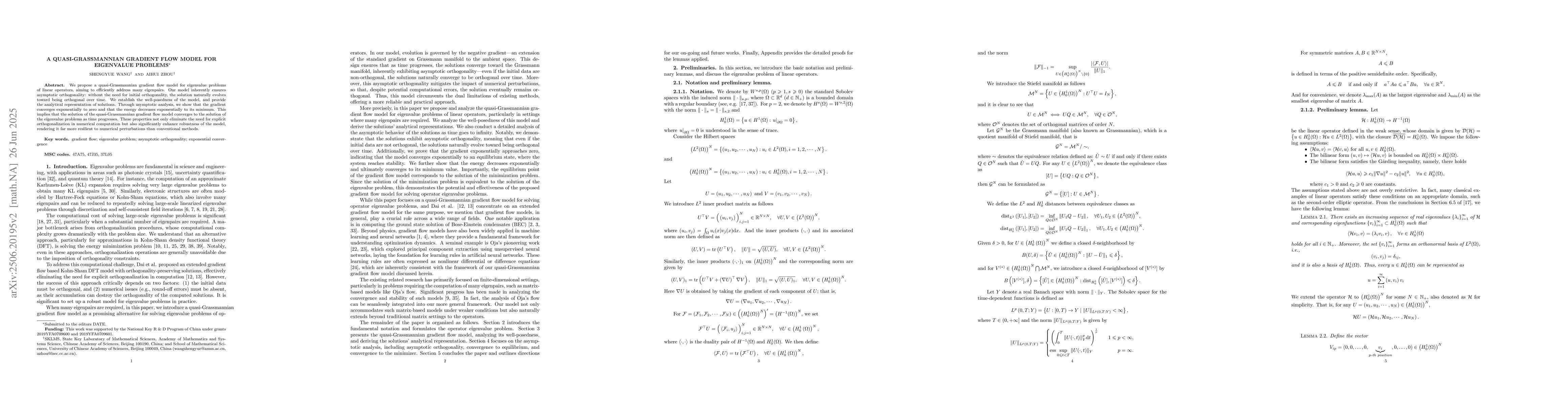 Thumbnail for A quasi-Grassmannian gradient flow model for eigenvalue problems