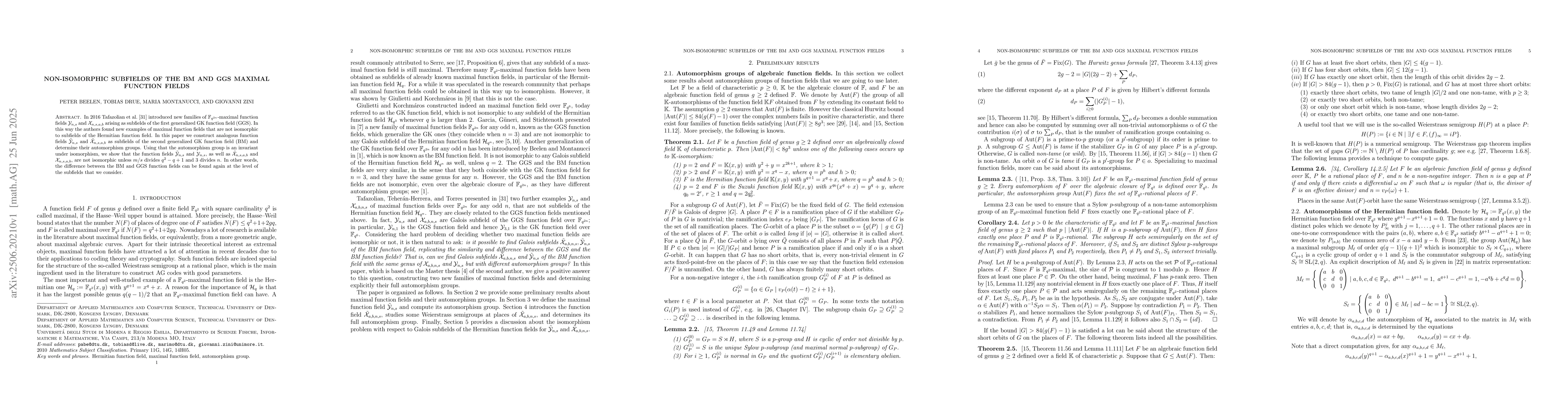 Thumbnail for Non-isomorphic subfields of the BM and GGS maximal function fields