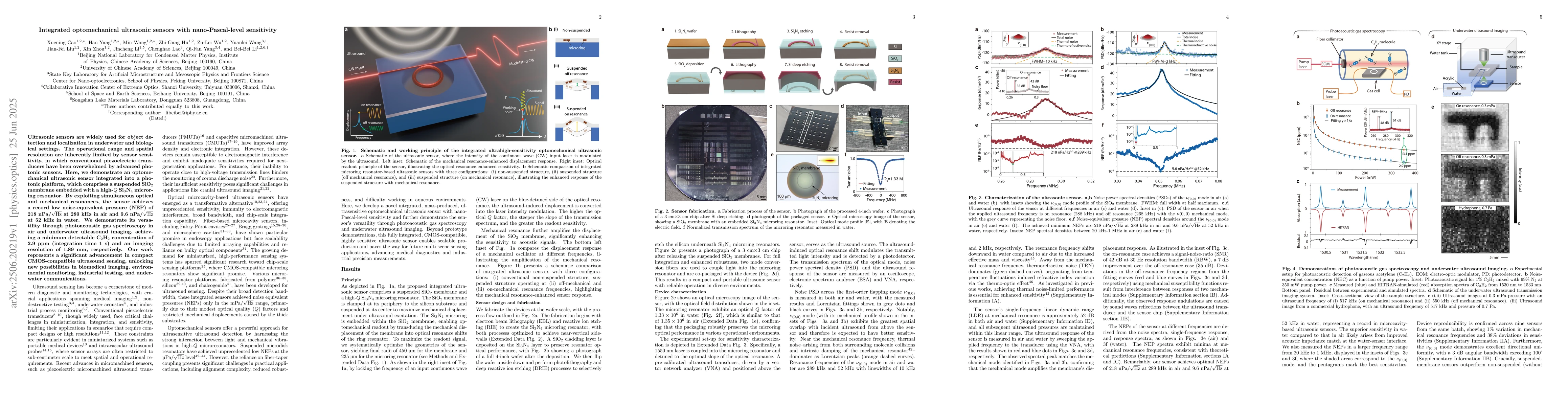 Thumbnail for Integrated optomechanical ultrasonic sensors with nano-Pascal-level
  sensitivity