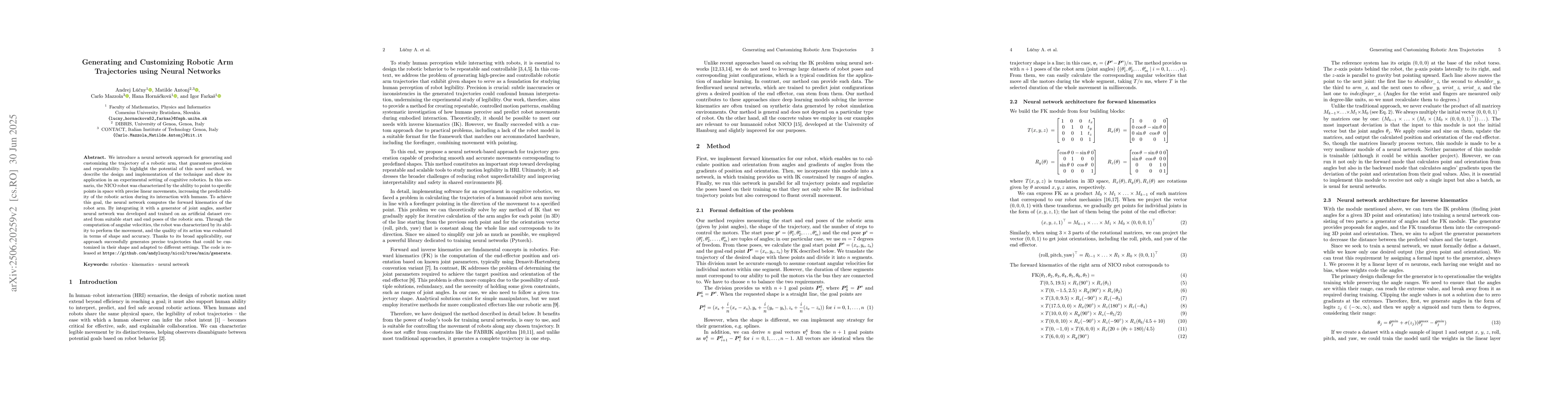 Thumbnail for Generating and Customizing Robotic Arm Trajectories using Neural
  Networks