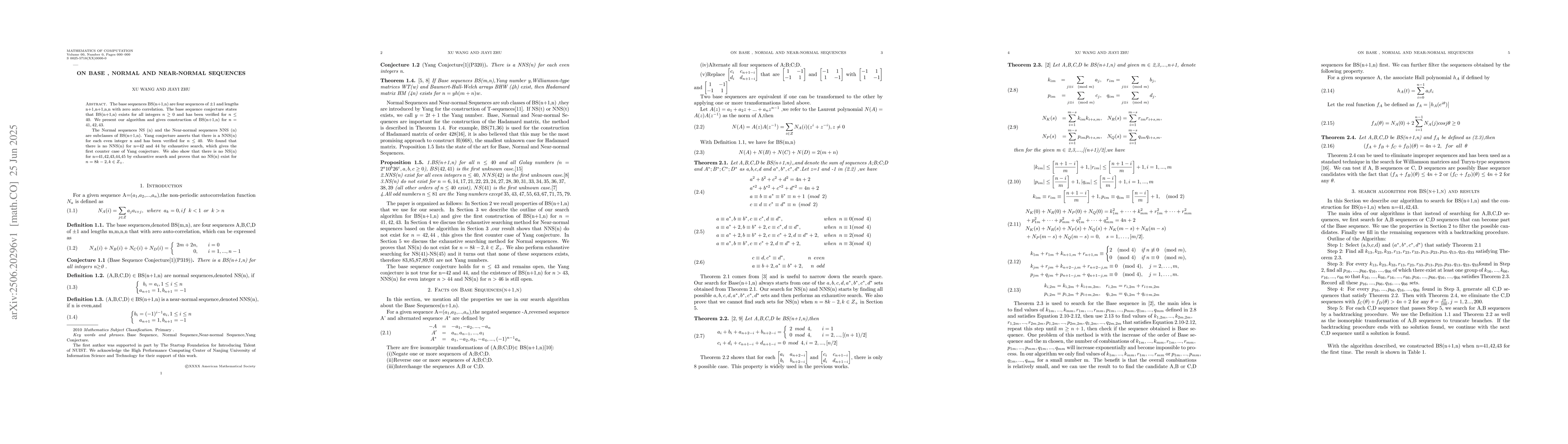Thumbnail for On Base, Normal and Near-normal Sequences
