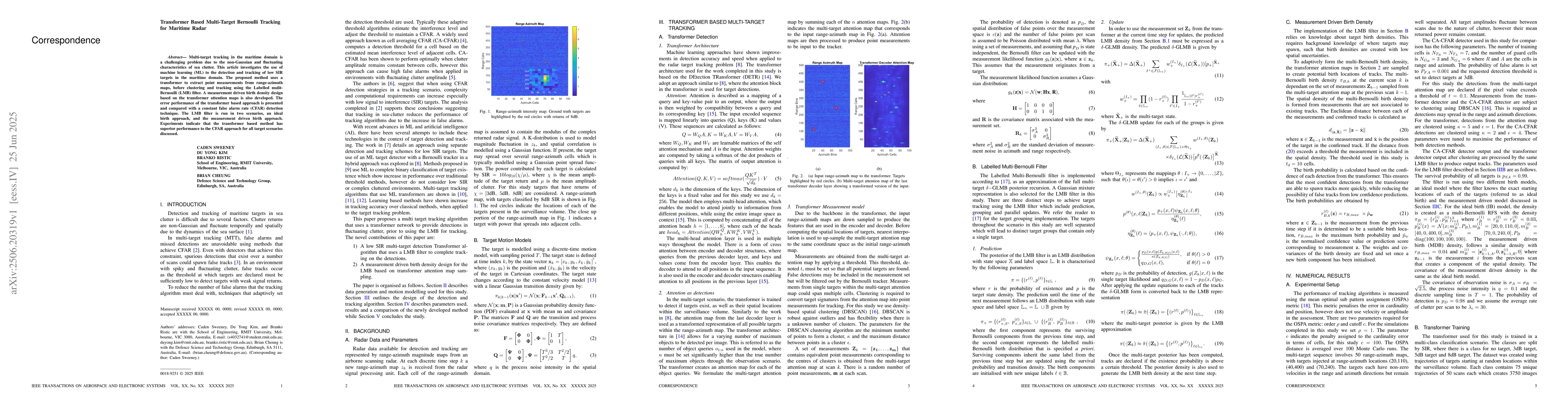 Thumbnail for Transformer Based Multi-Target Bernoulli Tracking for Maritime Radar