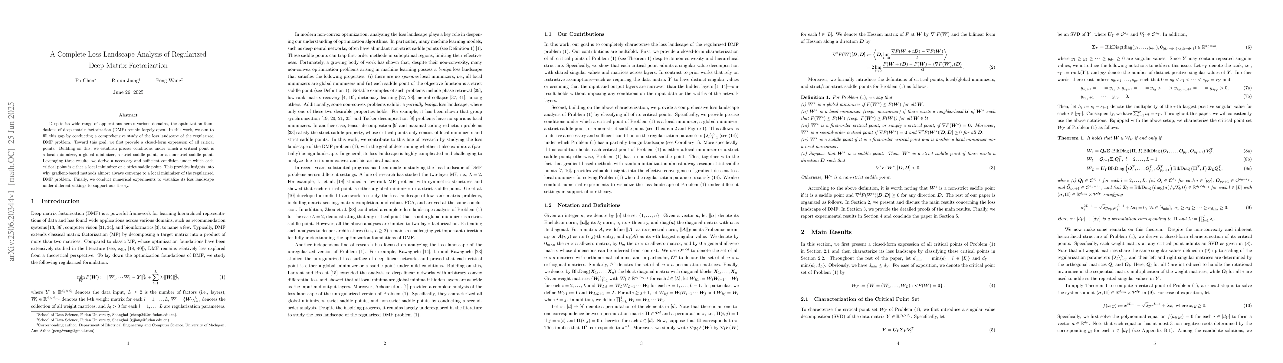 Thumbnail for A Complete Loss Landscape Analysis of Regularized Deep Matrix
  Factorization
