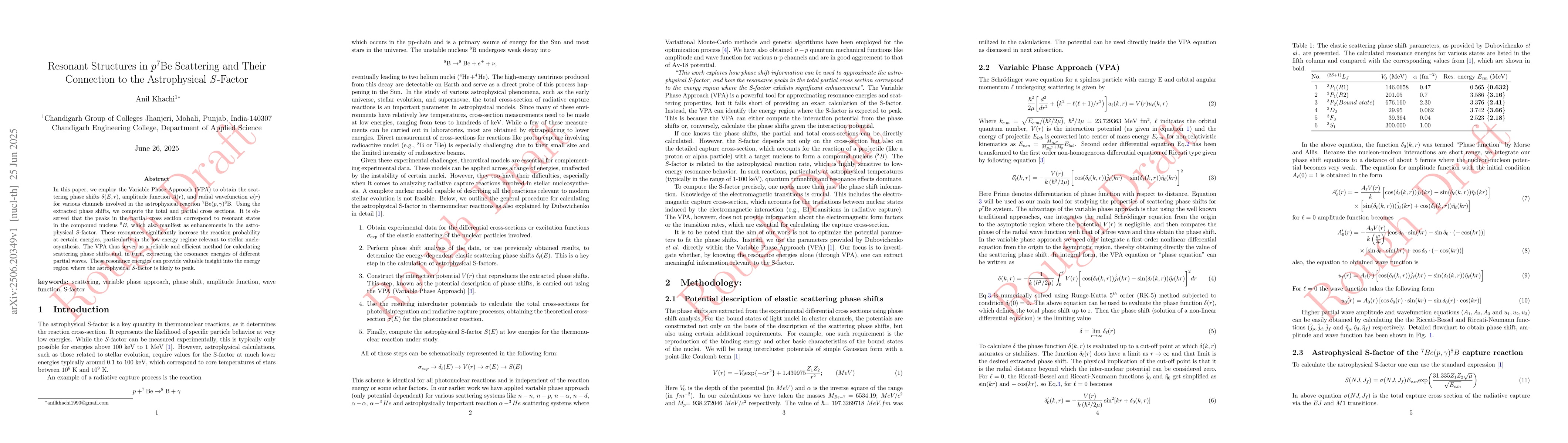 Thumbnail for Resonant Structures in $p{}^7\mathrm{Be}$ Scattering and Their
  Connection to the Astrophysical $S$-Factor